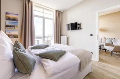 TV/Unterhaltungsangebot in der Unterkunft Kleine Welle - Haustierfreundliches Zwei-Zimmer Apartment mit Südbalkon und Platz für drei Personen im ersten Obergeschoss