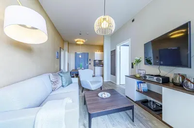 Küche/Küchenzeile in der Unterkunft Kleine Welle - Haustierfreundliches Zwei-Zimmer Apartment mit Südbalkon und Platz für drei Personen im ersten Obergeschoss