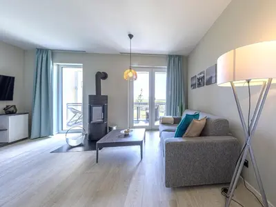 TV/Unterhaltungsangebot in der Unterkunft Große Strandmuschel - 5-Sterne Ferienwohnung zwischen Ostsee und Bodden