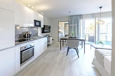 Küche/Küchenzeile in der Unterkunft Kleine Strandperle - Ihr Ferienapartment zwischen Ostsee und Bodden