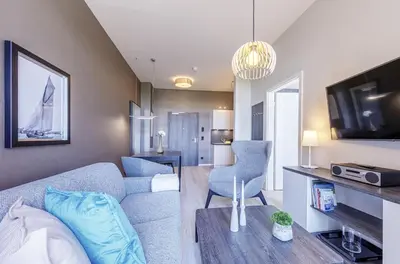 TV/Unterhaltungsangebot in der Unterkunft Ostseestern - 5-Sterne Ferienwohnung mit Südbalkon am Bodden