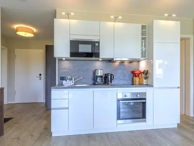 Küche/Küchenzeile in der Unterkunft 5 Sterne Ferienwohnung Strandidylle mit großer Terrasse