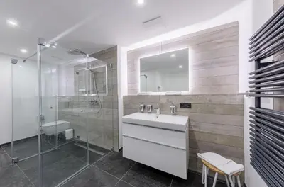 Ein Badezimmer in der Unterkunft 5 Sterne Ferienwohnung Strandflair im Strandhaus