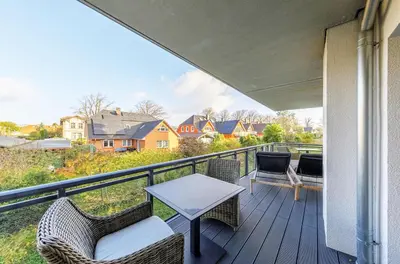 Ein Balkon oder eine Terrasse in der Unterkunft Große Stranddüne - 5 Sterne Apartment mit Balkon