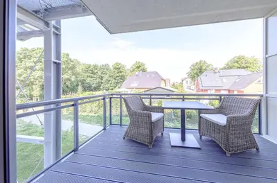 Ein Balkon oder eine Terrasse in der Unterkunft Kleine Stranddüne im Strandhaus mit Balkon