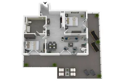 Grundriss der Unterkunft Strandlounge - 5 Sterne-Wohnung mit XXL-Balkon, Wellness & Boddenblick
