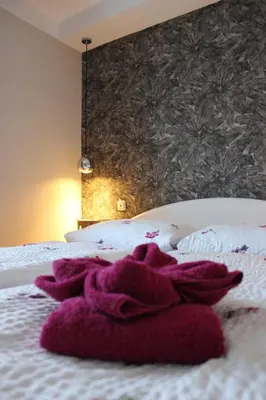 Ein Bett oder Betten in einem Zimmer der Unterkunft Ferienhaus Strandkiefer