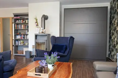 Ein Sitzbereich in der Unterkunft Liegeplatz