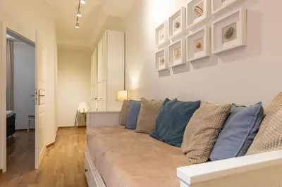 Ein Sitzbereich in der Unterkunft Strandwohnung direkt am Meer - Whg 31