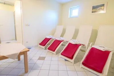 Ein Sitzbereich in der Unterkunft Residenz am Strand Wohnung 3-55