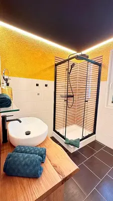 Ein Badezimmer in der Unterkunft Waldgold
