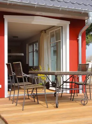 Ein Balkon oder eine Terrasse in der Unterkunft Wiecker Landhus FHH 1