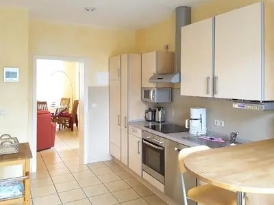 Küche/Küchenzeile in der Unterkunft Kapitänshaus Mühlenpark Haus 6 Wo 21