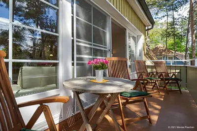 Ein Balkon oder eine Terrasse in der Unterkunft Strandsüchtig