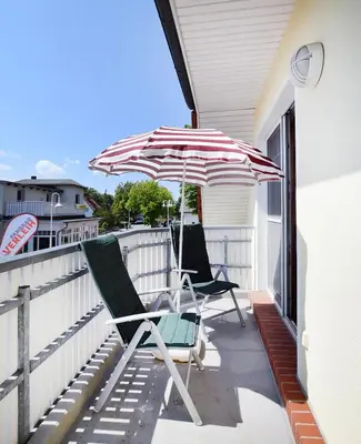 Ein Balkon oder eine Terrasse in der Unterkunft Haus am Brunnen Haus 