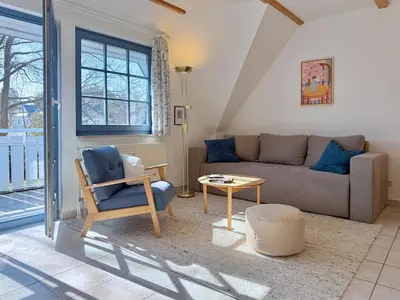 Ein Sitzbereich in der Unterkunft Eichenpark Haus 2 Wohnung 5