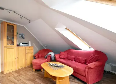 Ein Sitzbereich in der Unterkunft Haus am Brunnen Wo 7