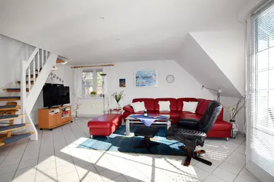 Ein Sitzbereich in der Unterkunft Mühlenpark 2 Mühlenpark Haus A Wo 4
