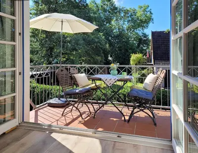 Ein Balkon oder eine Terrasse in der Unterkunft Achterdeck