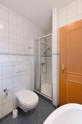 Ein Badezimmer in der Unterkunft Blaue Düne