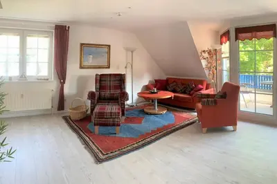Ein Sitzbereich in der Unterkunft Mühlenpark 1 Mühlenpark Haus 1 Wo 3