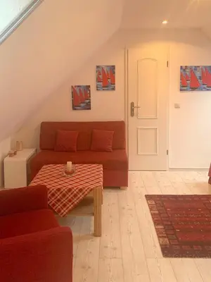Ein Sitzbereich in der Unterkunft Mühlenpark 1 Mühlenpark Haus 1 Wo 3