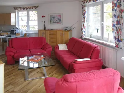 Ein Sitzbereich in der Unterkunft Haus am Brunnen Haus 