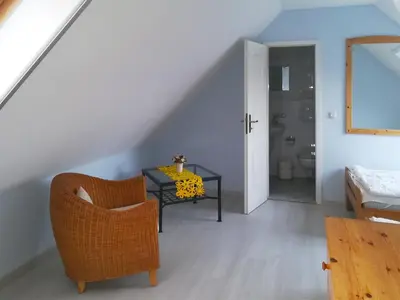 Ein Sitzbereich in der Unterkunft Mühlenpark 1 Mühlenpark Haus 2 Wo 7