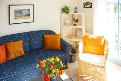Ein Sitzbereich in der Unterkunft Eichenpark Haus 4 Wohnung 6