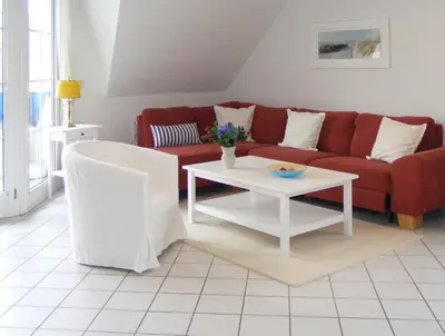 Ein Sitzbereich in der Unterkunft Mühlenpark 2 Mühlenpark Haus A Wo 5
