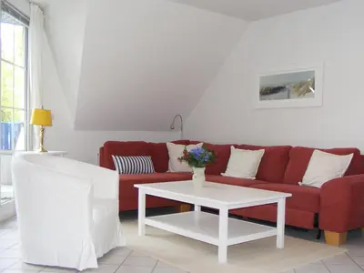 Ein Sitzbereich in der Unterkunft Mühlenpark 2 Mühlenpark Haus A Wo 5