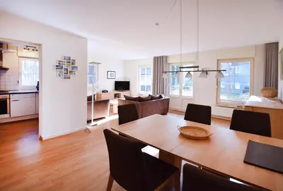 Ein Sitzbereich in der Unterkunft Am Darßwald Haus 2 1