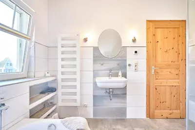 Ein Badezimmer in der Unterkunft Am Redensee