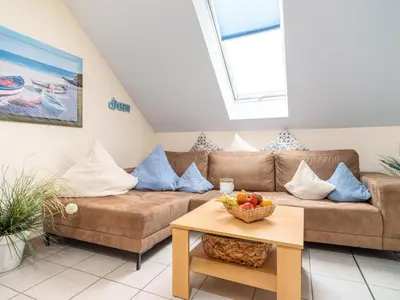 Ein Sitzbereich in der Unterkunft Residenz am Strand Wohnung 4-63