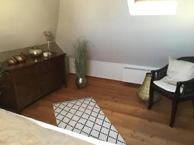 Ein Sitzbereich in der Unterkunft Ferienhaus Koralle im Fischerhof Born am Darß