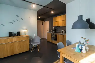 Küche/Küchenzeile in der Unterkunft Haus am Schilf - Wohnung 2