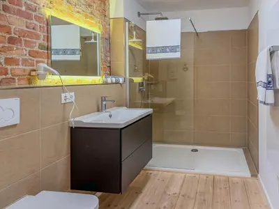 Ein Badezimmer in der Unterkunft Speicherresidenz App 1 5 - Hafenblick