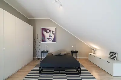 Ein Bett oder Betten in einem Zimmer der Unterkunft Kunstpause