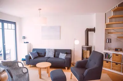 Ein Sitzbereich in der Unterkunft Wiesenstraße 21a Haus Zum Kranich