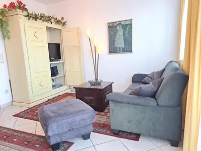 Ein Sitzbereich in der Unterkunft Fischmarkt 1 Wohnung 3