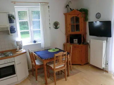 Küche/Küchenzeile in der Unterkunft Achtern Diek Haus 11 Wohnung 1