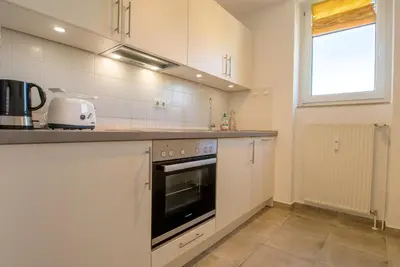 Küche/Küchenzeile in der Unterkunft Hafenstraße 37 Wohnung 05
