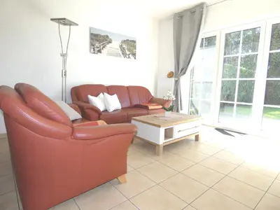 Ein Sitzbereich in der Unterkunft Neue Reihe 19a Haus Bodden & Meer