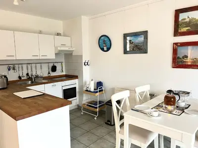 Küche/Küchenzeile in der Unterkunft Achtern Diek Haus 15d Wohnung 3