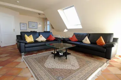Ein Sitzbereich in der Unterkunft Boddenblick Wohnung 30