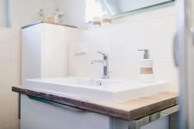 Ein Badezimmer in der Unterkunft Grüne Siedlung 3 Wohnung Strandliebe