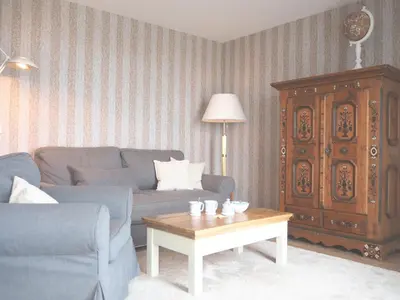 Ein Sitzbereich in der Unterkunft Boddenblick Wohnung 29
