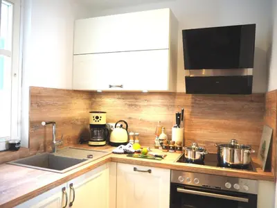 Küche/Küchenzeile in der Unterkunft Boddenblick Wohnung 29