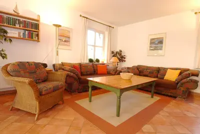 Ein Sitzbereich in der Unterkunft Kranichrast Haus 11