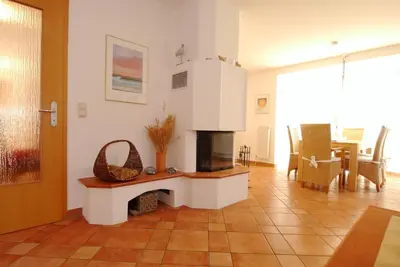 Ein Sitzbereich in der Unterkunft Kranichrast Haus 11